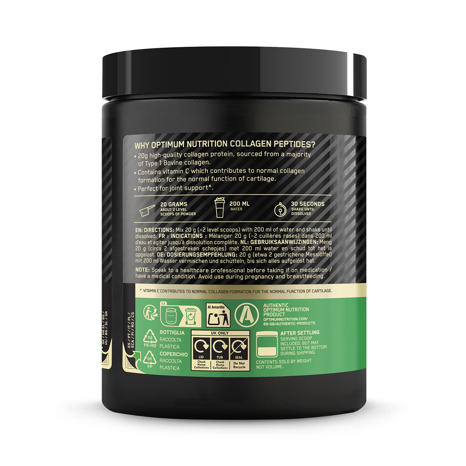 Optimum Nutrition unflavoured collagen supplement 320g - British product