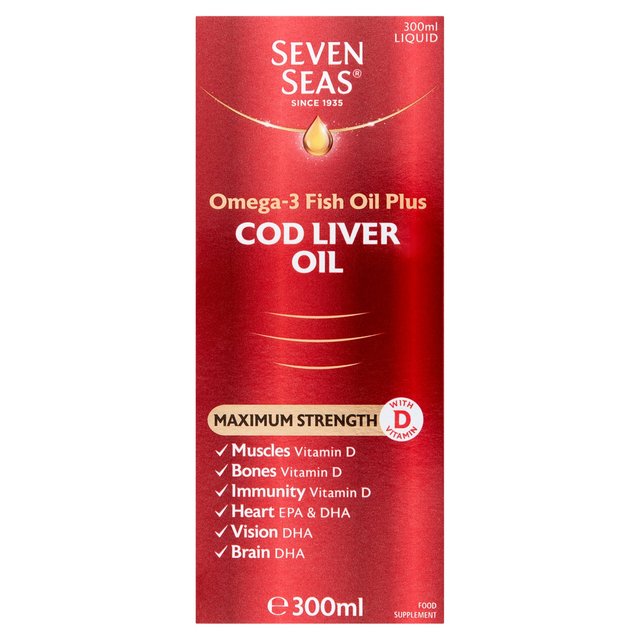 Seven Seas Cod Liver Oil Plus Omega-3 Maximum Strength Liquid   300ml GOODS M&S   