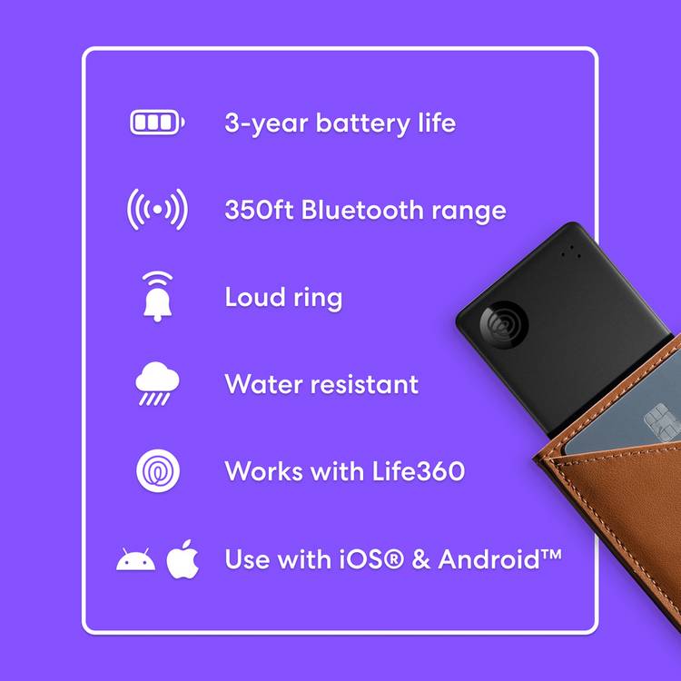 Tile Slim Bluetooth tracker 2024 Black pack of 1 - British product