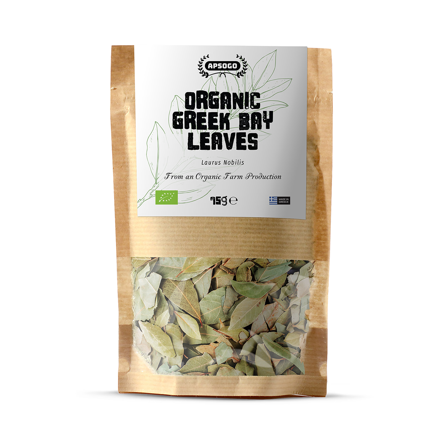 APSOGO organic dried bay leaves 75g (Laurus Nobilis), UK version