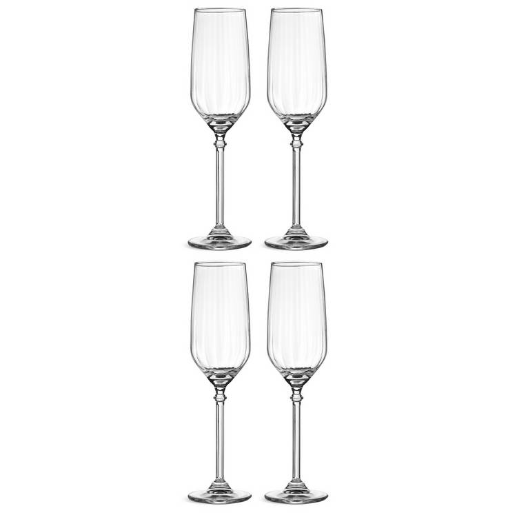 Habitat Optic Ribbed Champagne Flutes Set of 4, imported from the UK