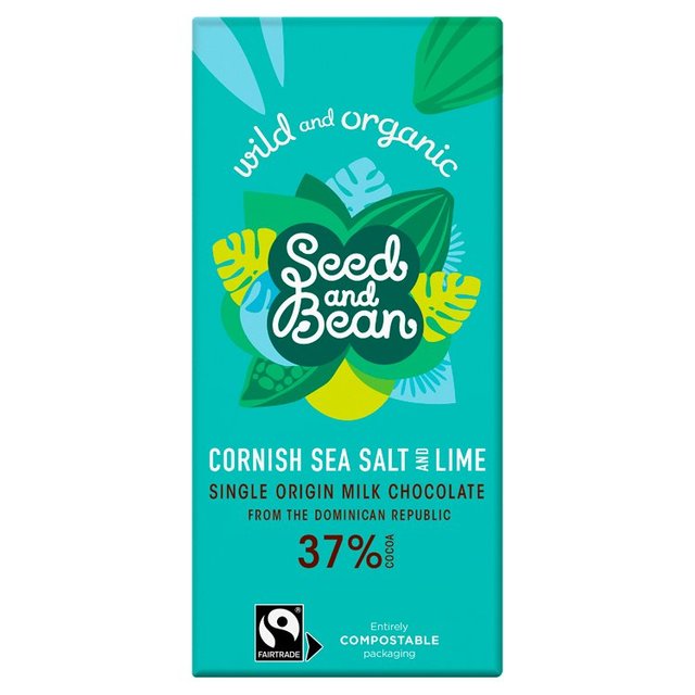 Seed & Bean Organic Milk Chocolate Bar Sea Salt & Tropical Lime   85g