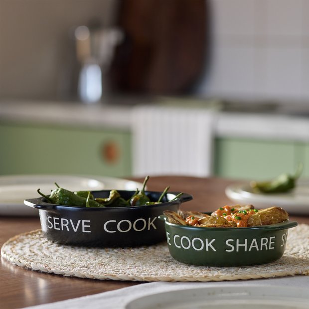 Habitat stoneware tapas dishes black khaki set - British product