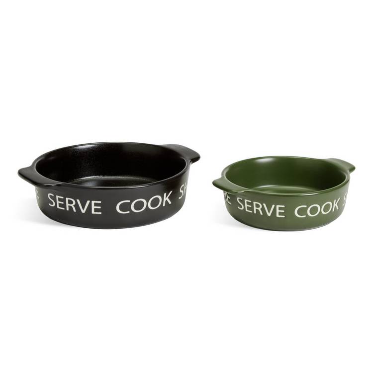 Habitat stoneware tapas dishes black khaki set - British product