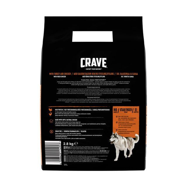 Crave Natural Grain Free Adult Complete Dry Dog Food Turkey & Chicken    2.8kg