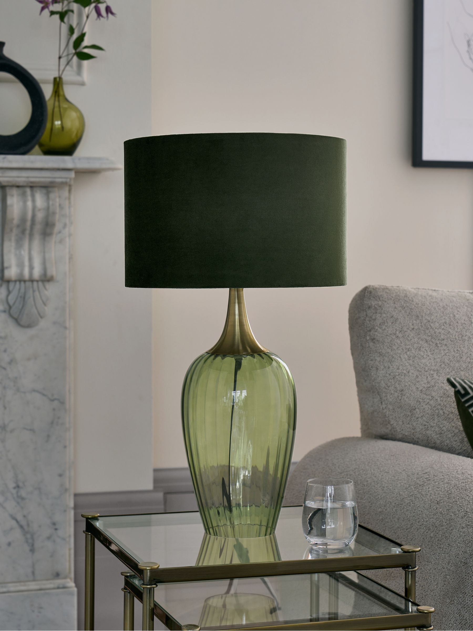 Hampton green table lamp 60cm, imported from the UK
