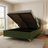 GFW Pettine Double Velvet End Lift Ottoman Bed - Green