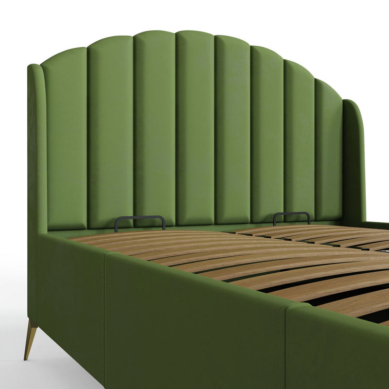 GFW Pettine Double Velvet End Lift Ottoman Bed - Green