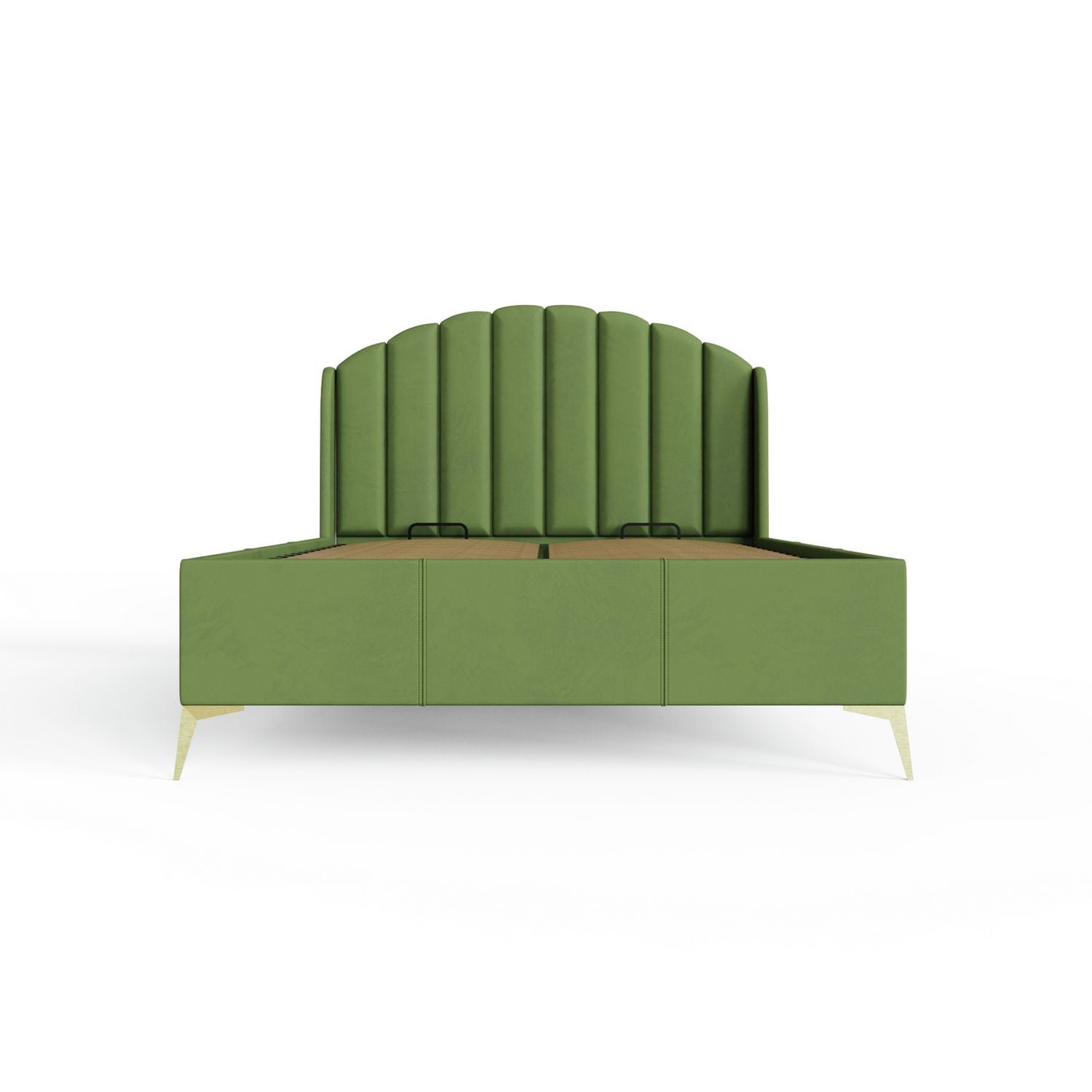 GFW Pettine Double Velvet End Lift Ottoman Bed - Green