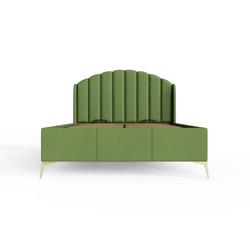 GFW Pettine Double Velvet End Lift Ottoman Bed - Green