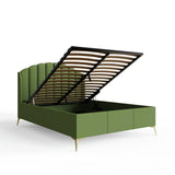 GFW Pettine Double Velvet End Lift Ottoman Bed - Green