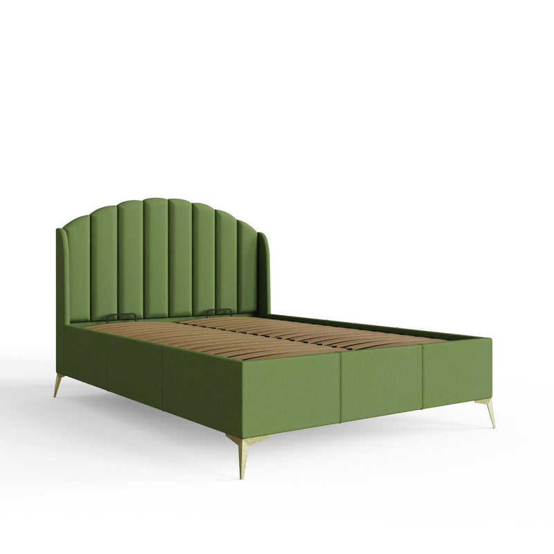 GFW Pettine Kingsize Velvet End Lift Ottoman Bed - Green