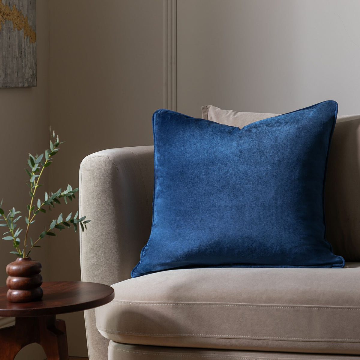 Habitat Velvet Cushion - Navy - 55x55cm