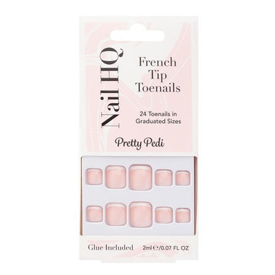 Nail HQ French Tip Toenails Natural Pink 24 Pack