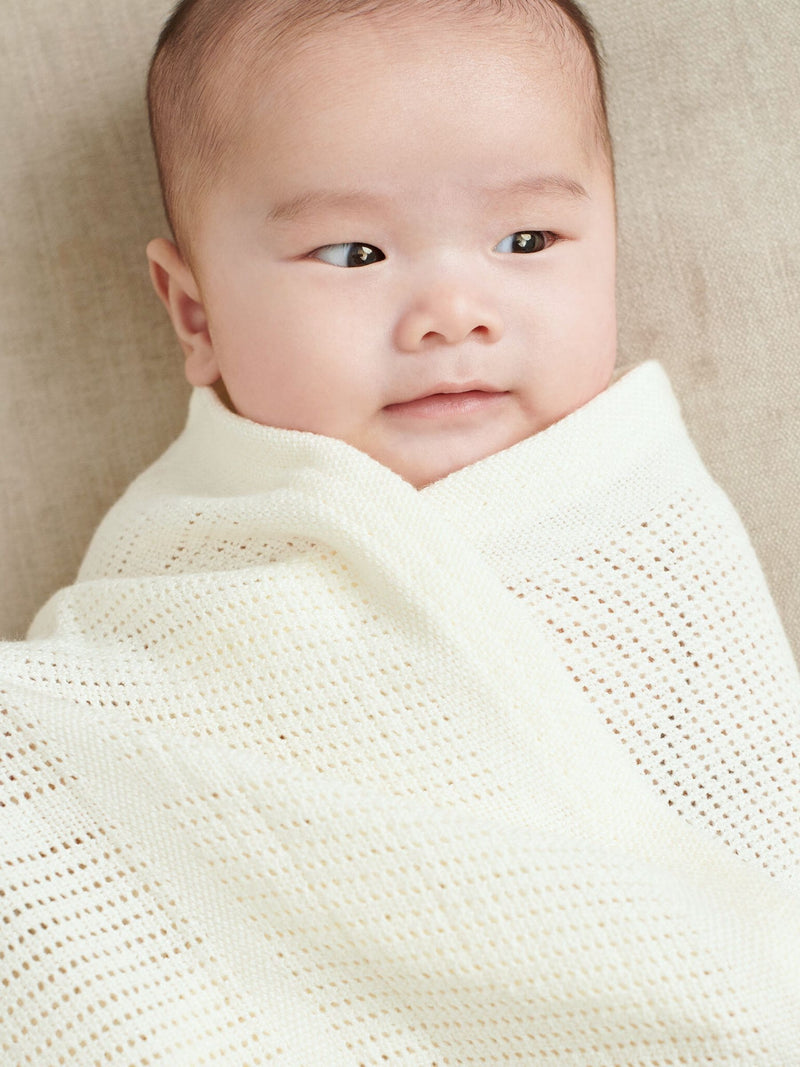 MORI White Blend Cellular Baby Blanket