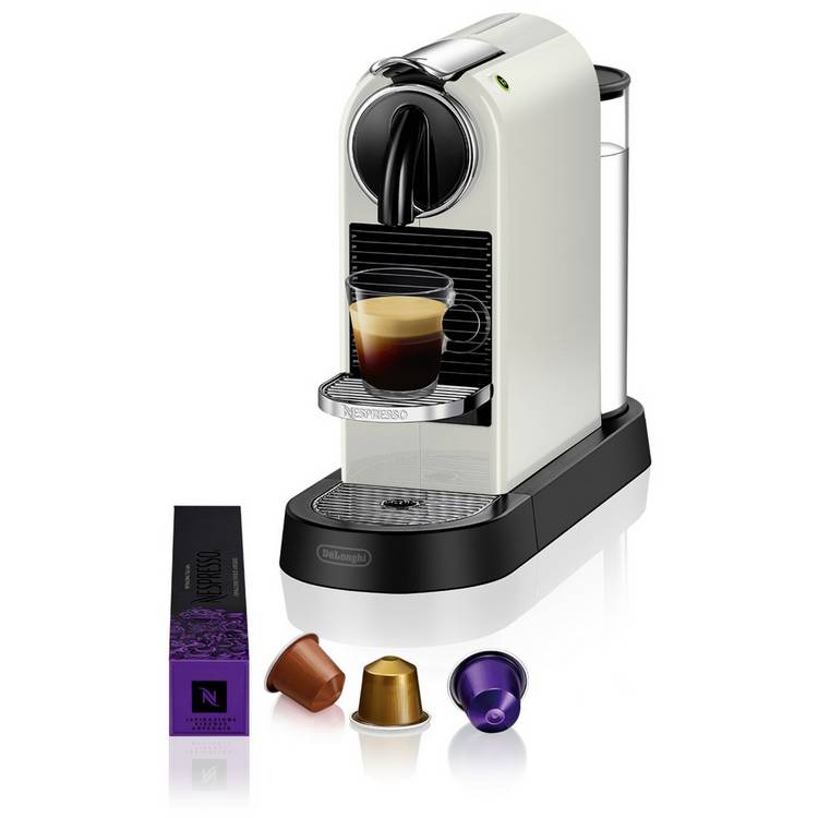 Nespresso De'Longhi CitiZ white pod coffee machine British brand