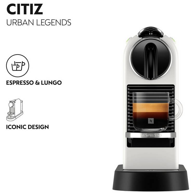 Nespresso De'Longhi CitiZ white pod coffee machine British brand
