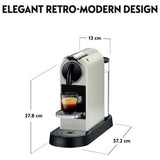 Nespresso De'Longhi CitiZ white pod coffee machine British brand