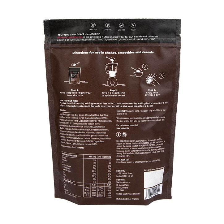 Biomel Complete Gut Belgian Chocolate 450g Superfood Powders Holland&Barrett   