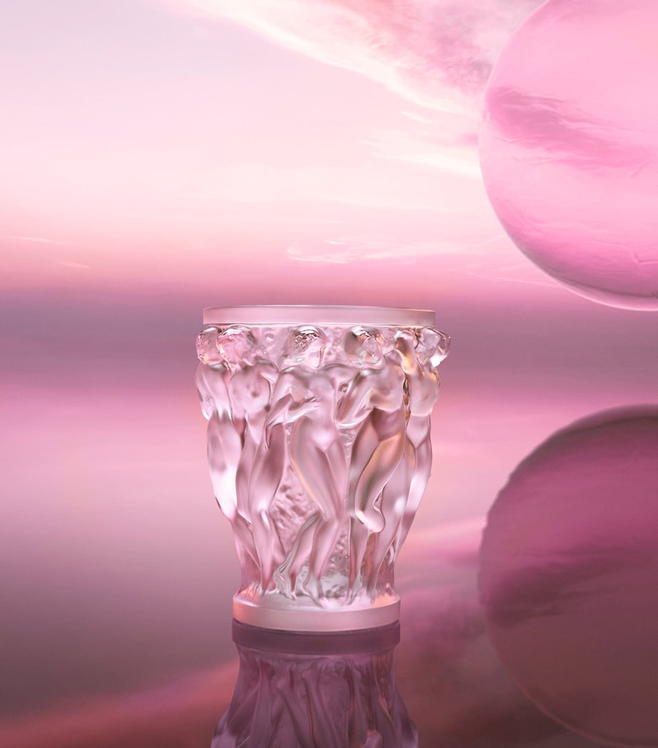 Lalique Rose Nebula Bacchantes crystal vase 24cm, UK version