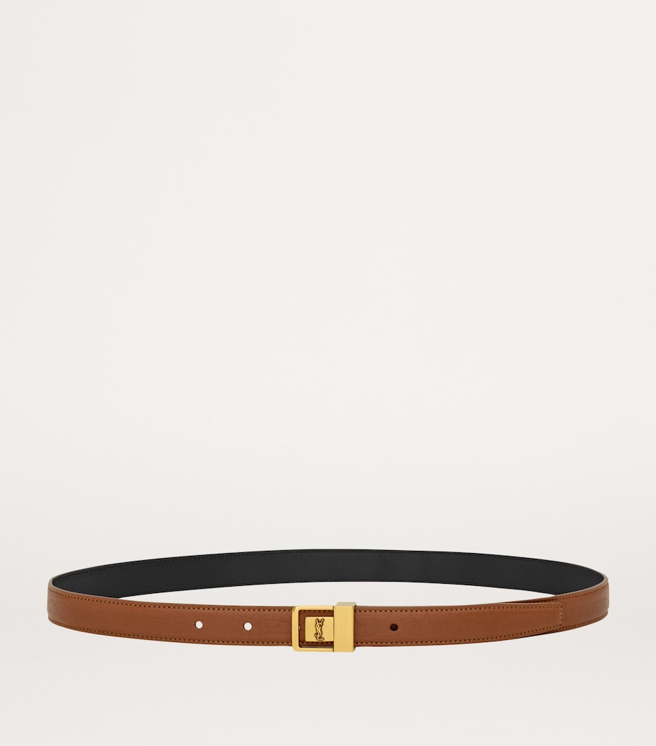 Saint Laurent leather belt with gold buckle, UK version