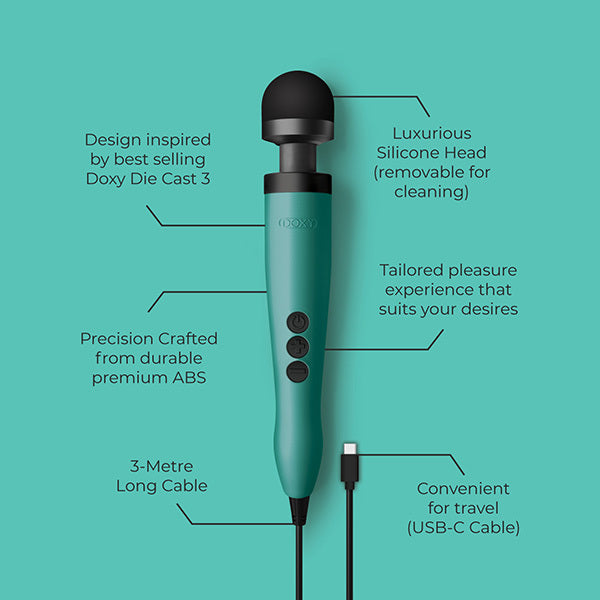 Doxy 3 USB-C - Turquoise Vibrating Massager Wand GOODS Superdrug   