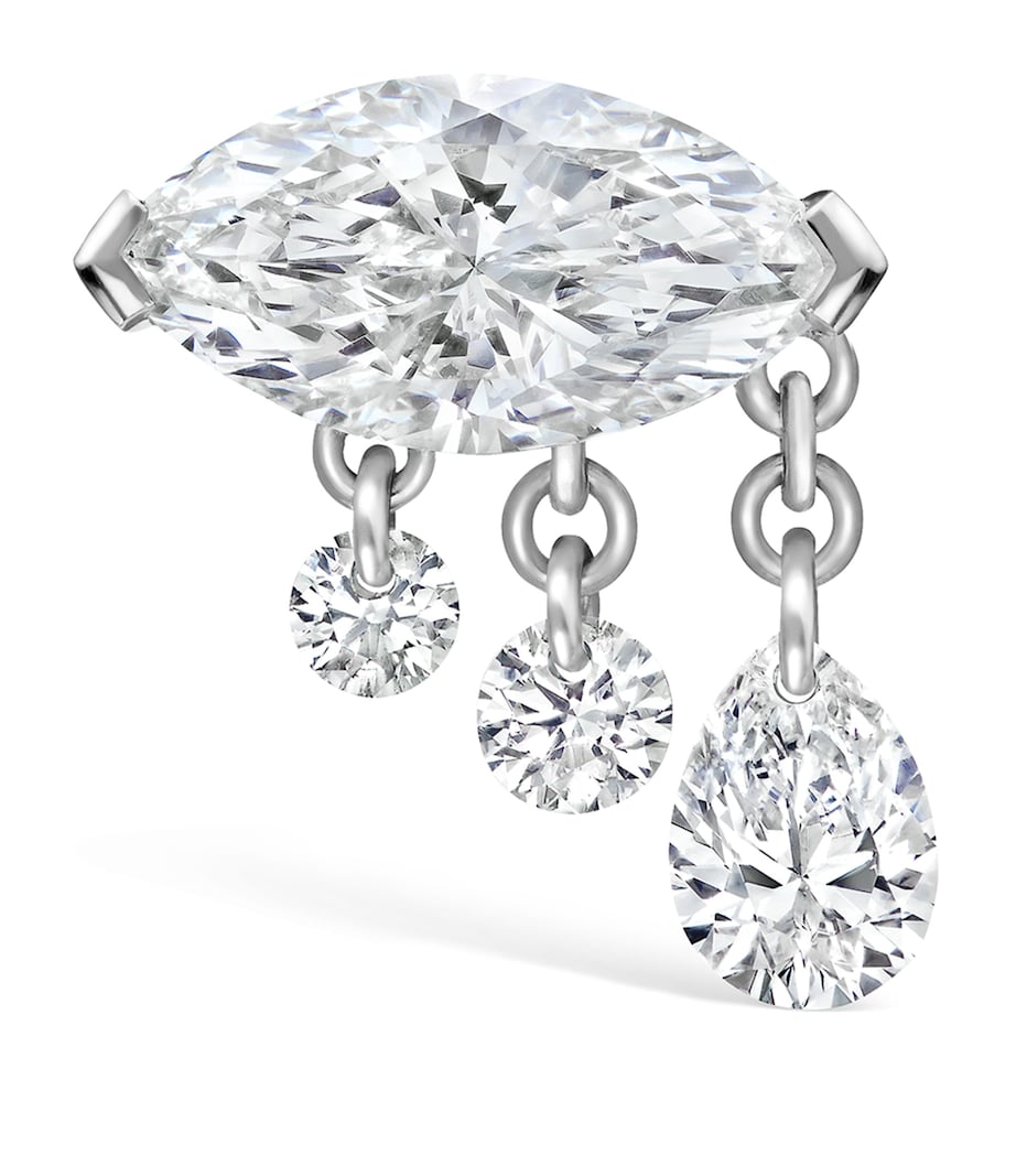 Maria Tash white gold triple teardrop diamond earring 8mm - British product