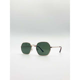 SVNX hexagon metal frame sunglasses gold - British product