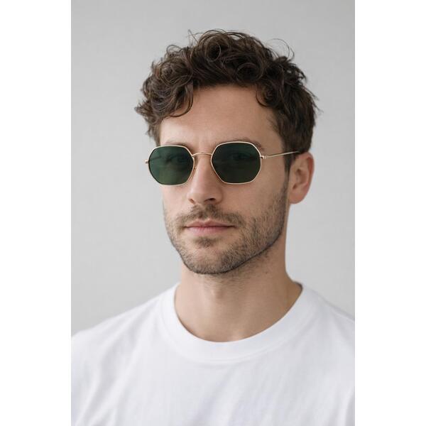 SVNX hexagon metal frame sunglasses gold - British product