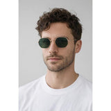 SVNX hexagon metal frame sunglasses gold - British product