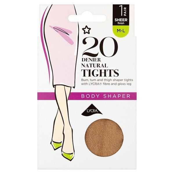 Superdrug 20 Denier Shaper Tights Natural M/L in Sheer x 1