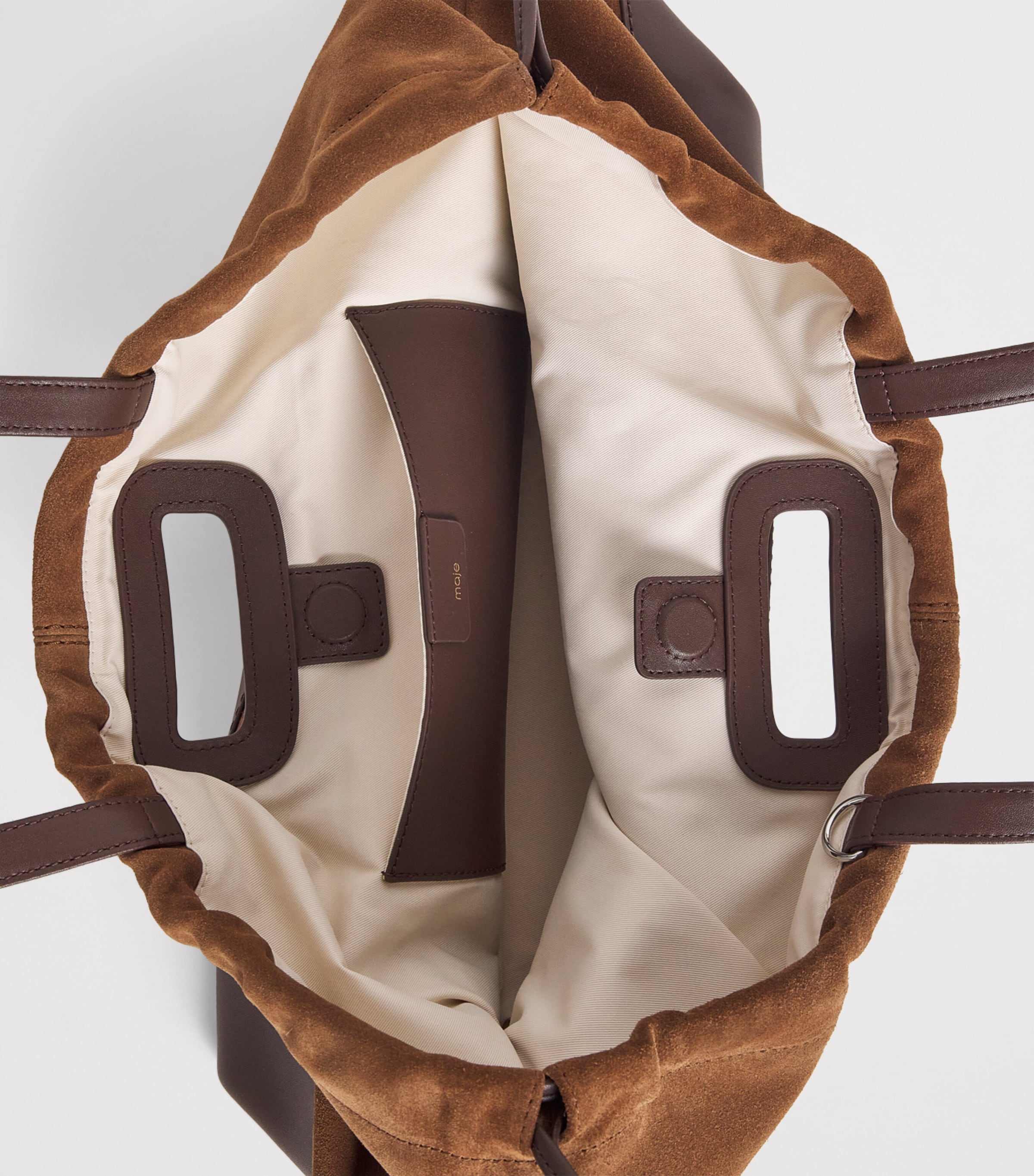 Maje leather and suede Milpi tote bag, imported from the UK