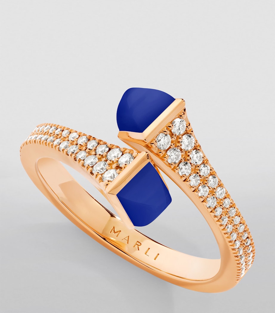 Marli New York Cleo ring with diamond and lapis lazuli - British product