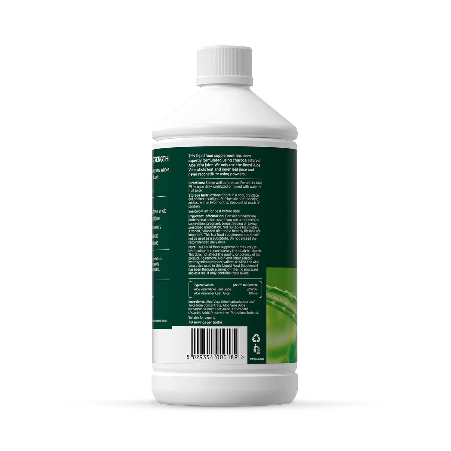 Aloe Pura Maximum Strength Aloe Vera Juice 1000ml - British product