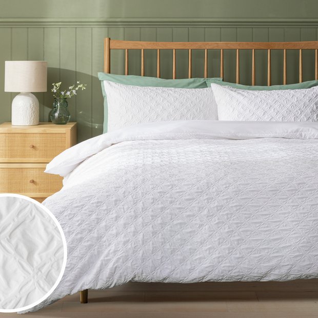 Argos Home embossed white bedding set single - British product