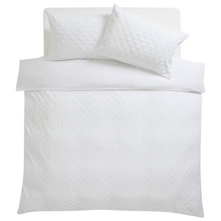 Argos Home embossed white bedding set single - British product