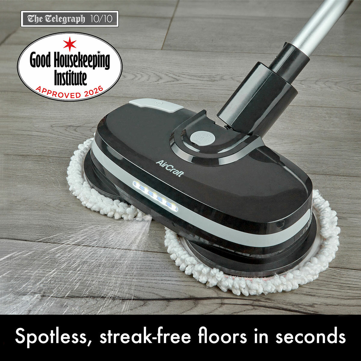 AirCraft PowerGlide cordless floor cleaner and polisher black, imported from the UK