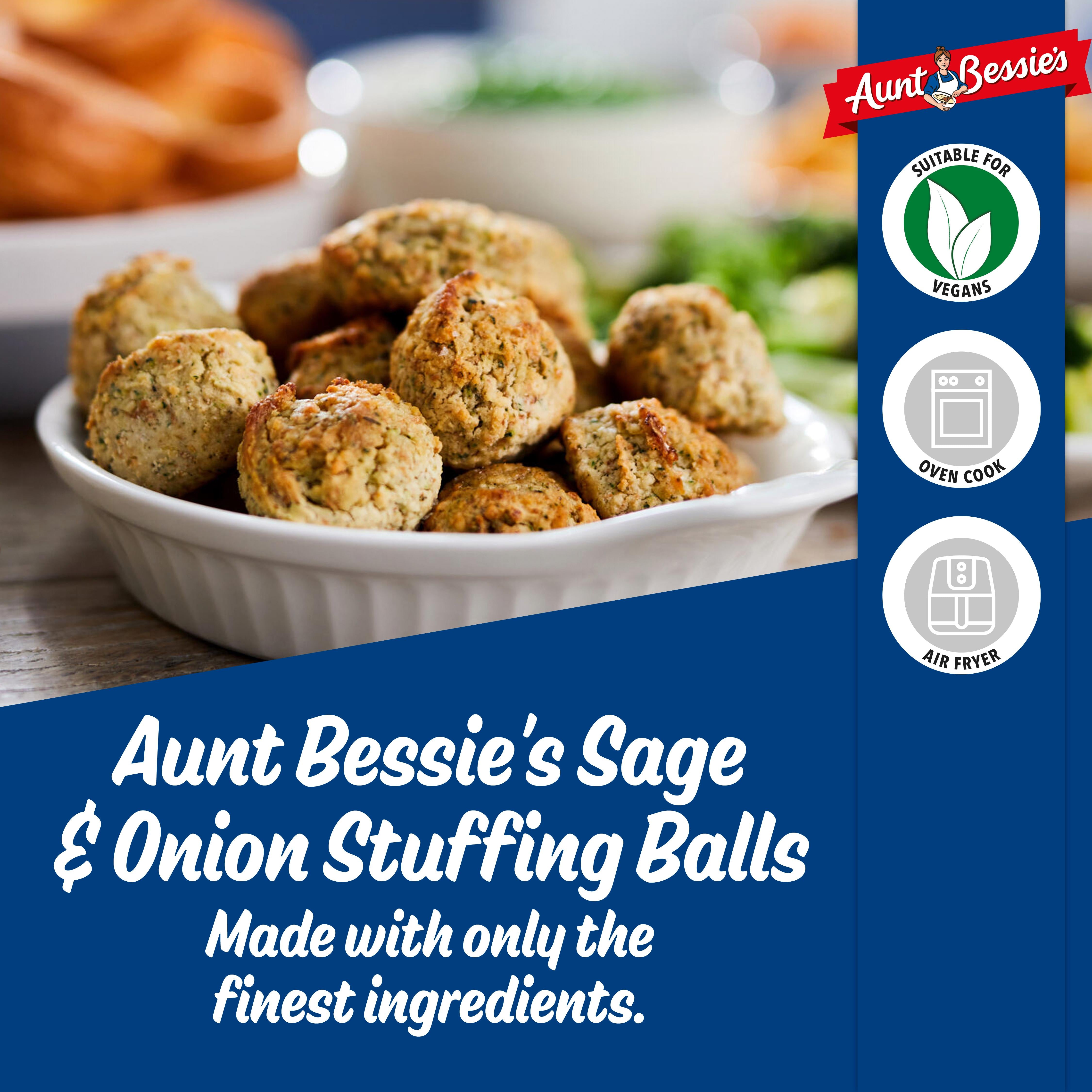 Aunt Bessie's Sage & Onion Stuffing Balls 260g, imported from the UK