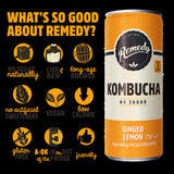 Remedy Kombucha Ginger Lemon 4 x 330ml, imported from the UK
