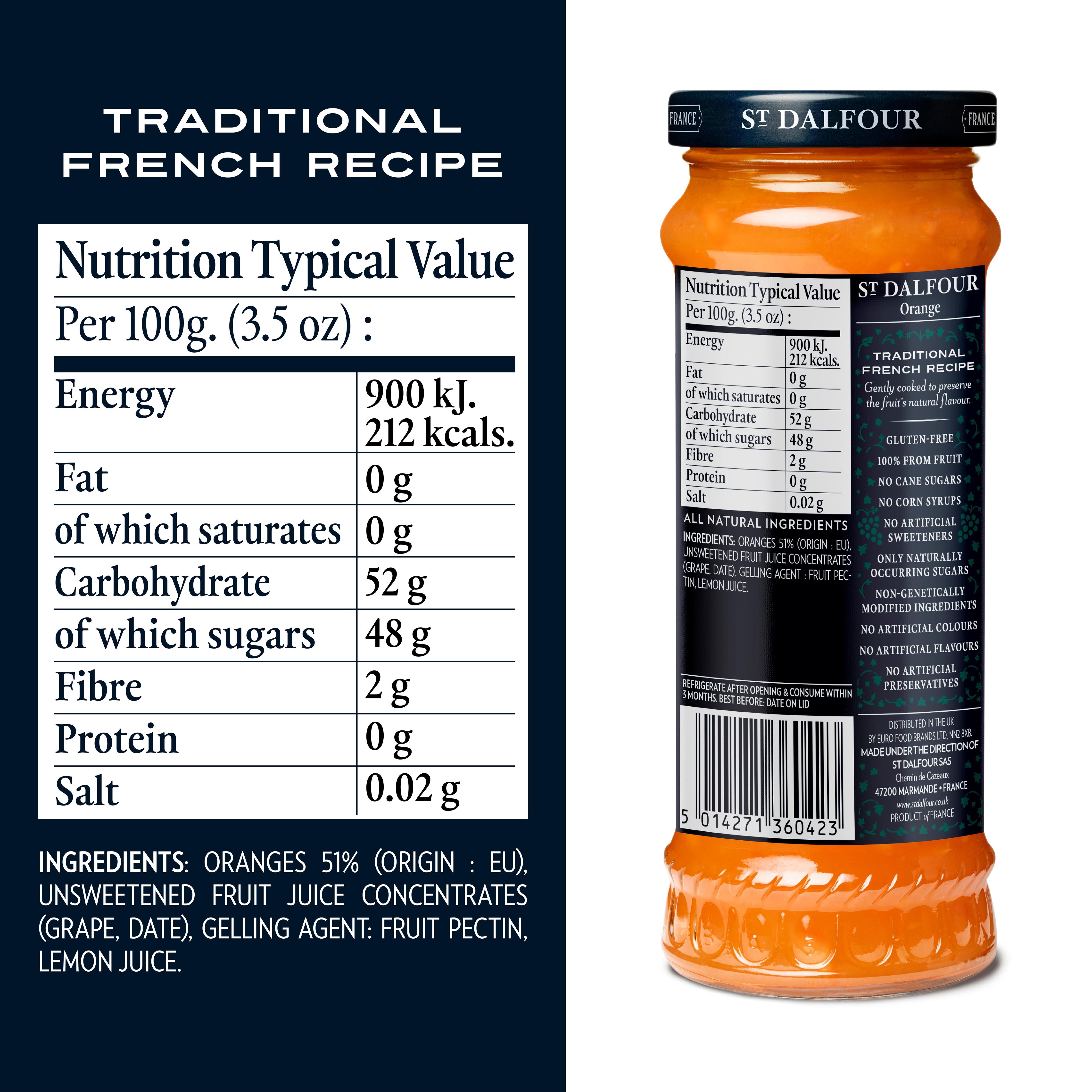 St Dalfour orange jam 284g - British product