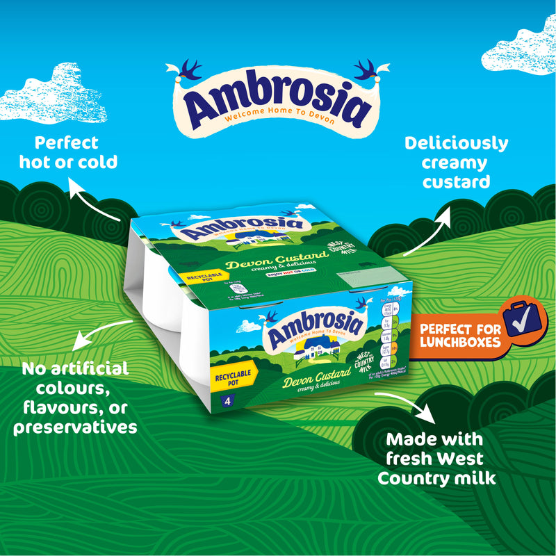 Ambrosia custard dessert snack pots 4x120g - British product