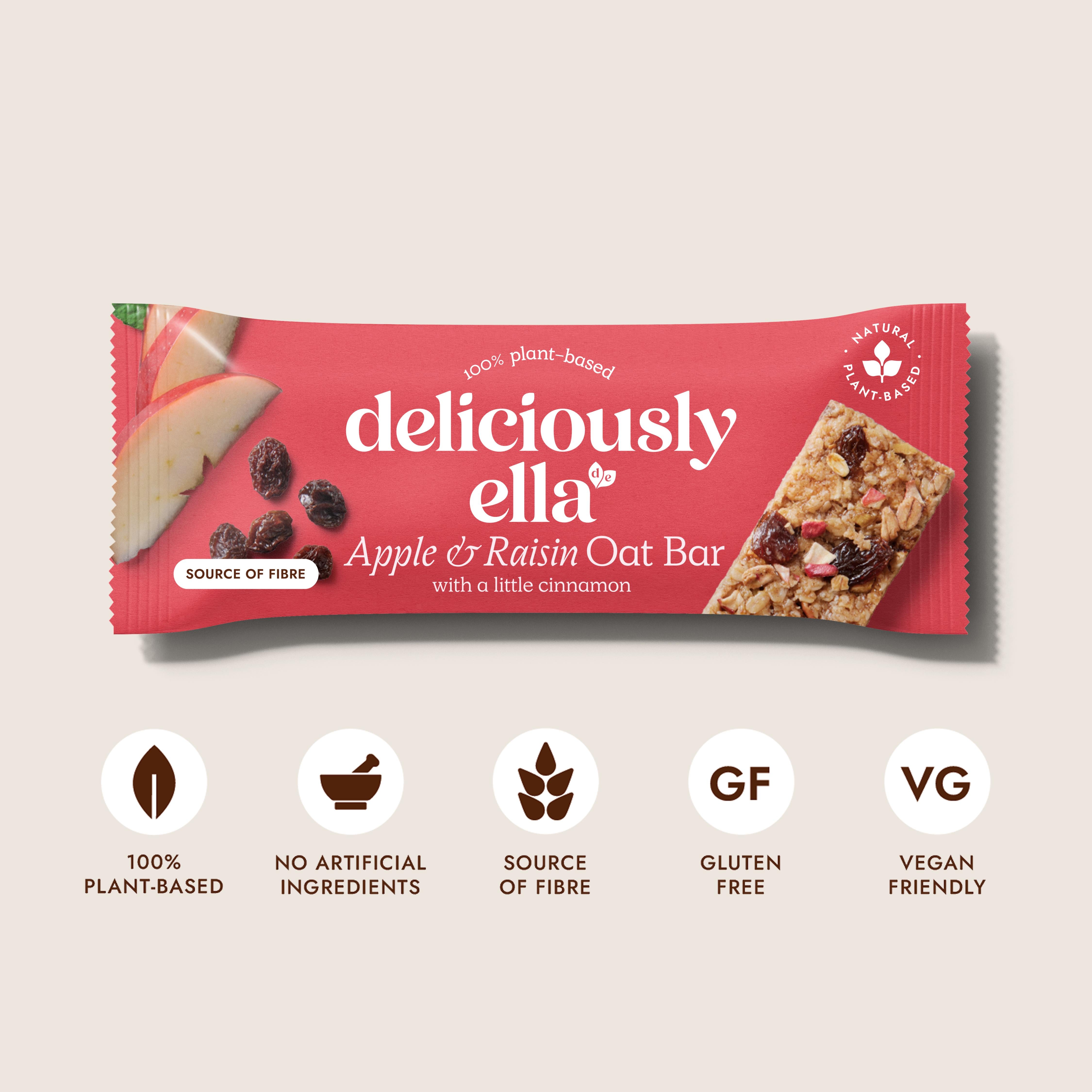 Deliciously Ella apple raisin oat bar 50g, UK version