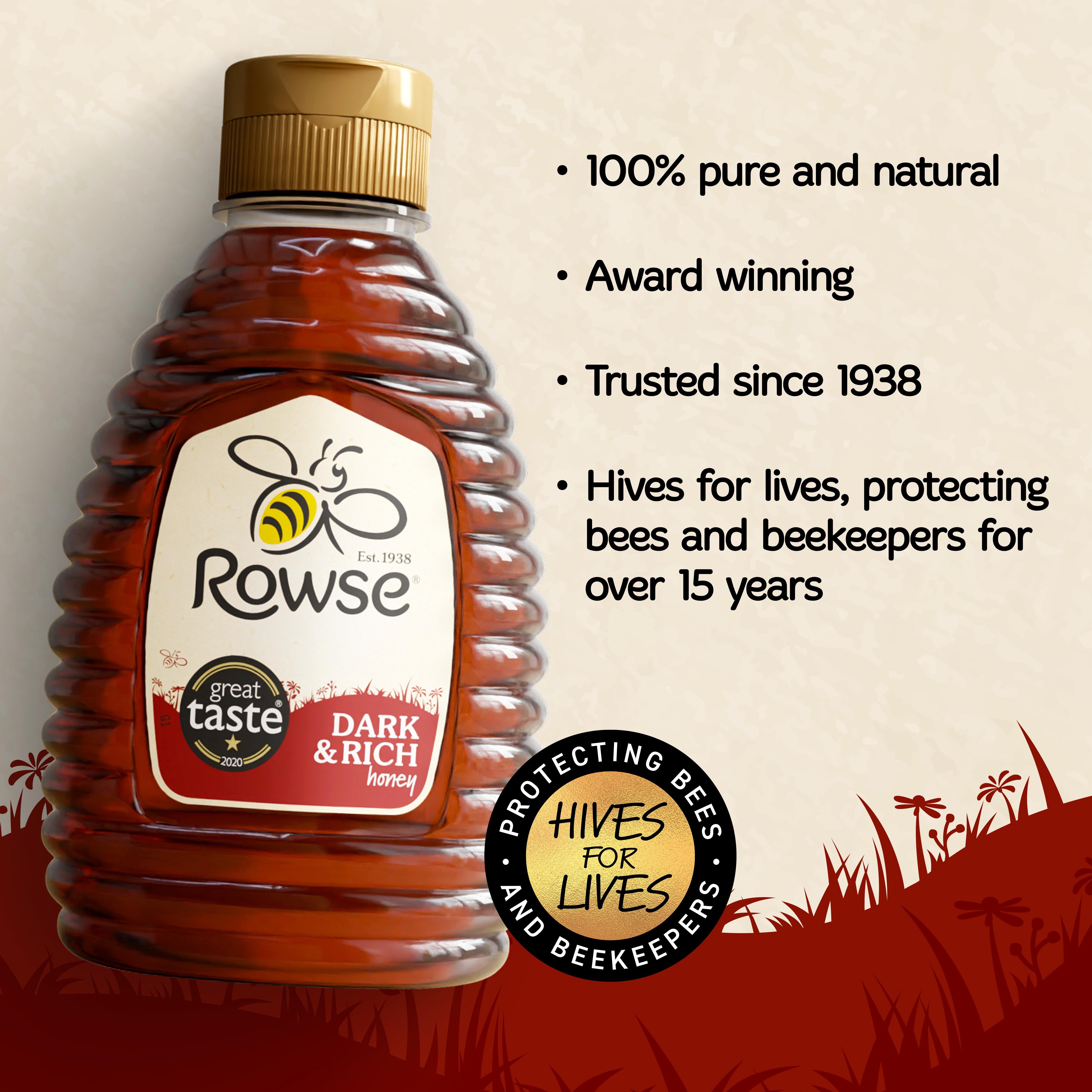 Rowse dark and rich honey 340g, imported from the UK