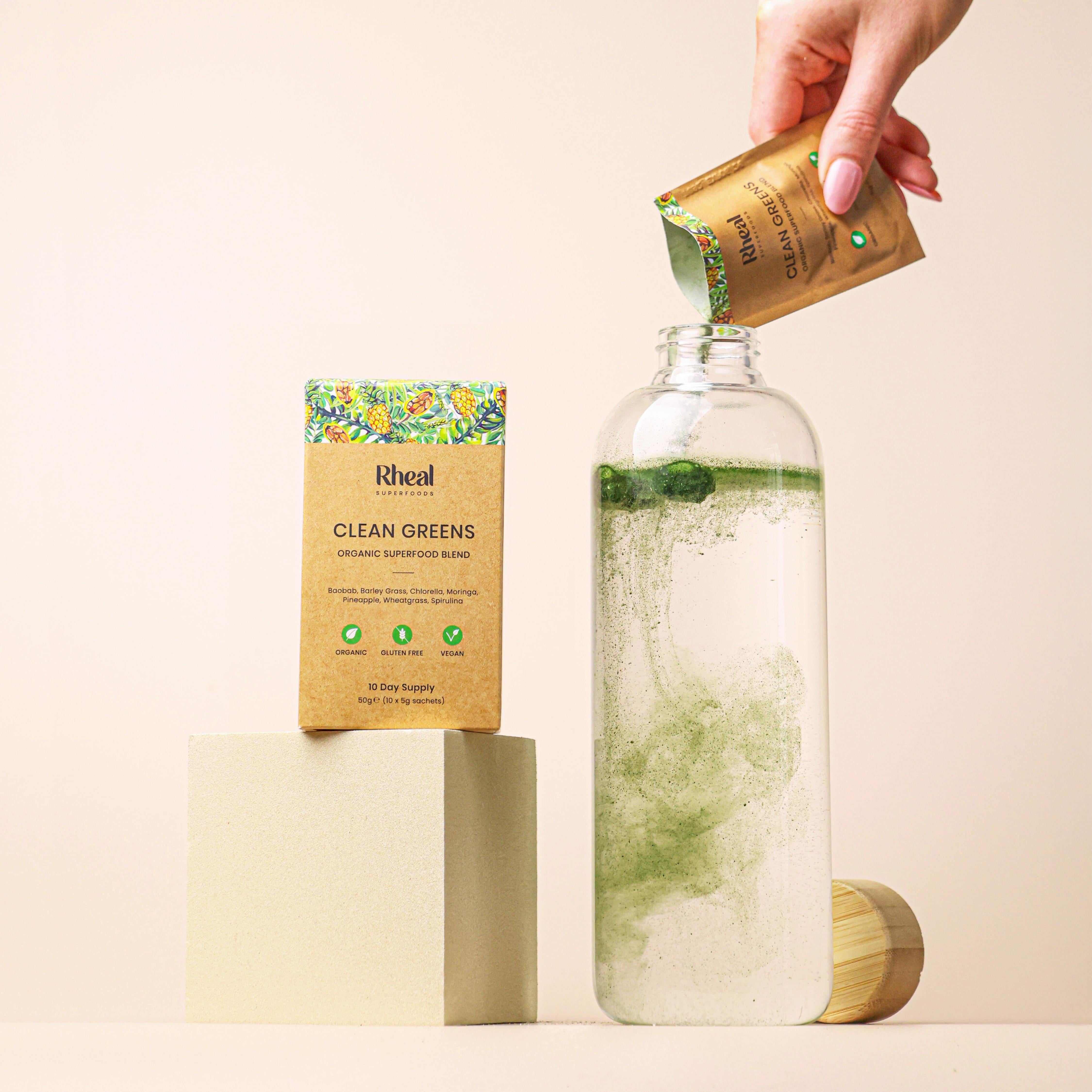 Rheal Clean Greens powder 10 x 5g sachets imported from the UK
