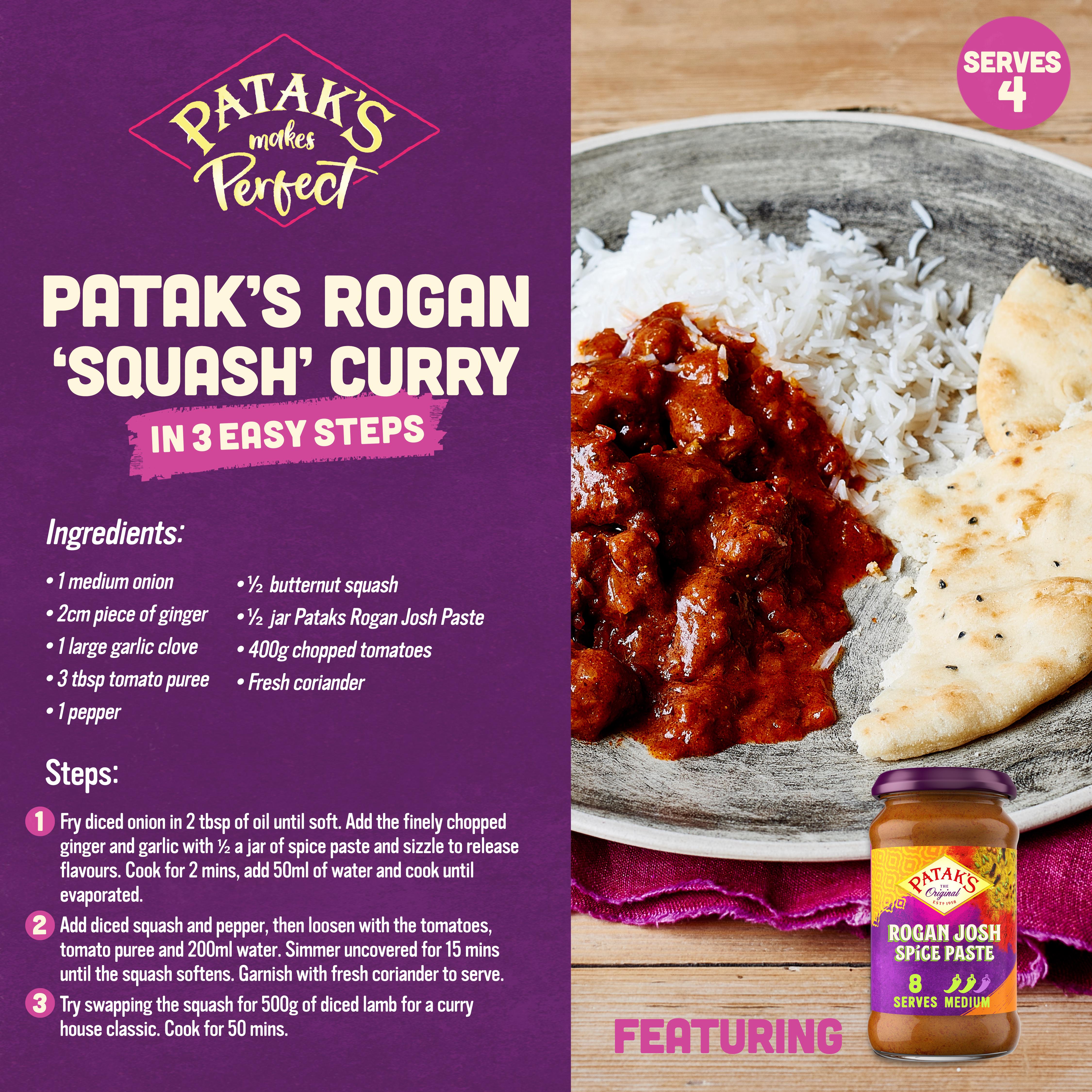 Patak's Rogan Josh spice paste 283g, imported from the UK