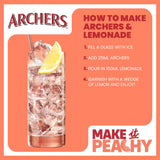 Archers peach schnapps liqueur 70cl, imported from the UK