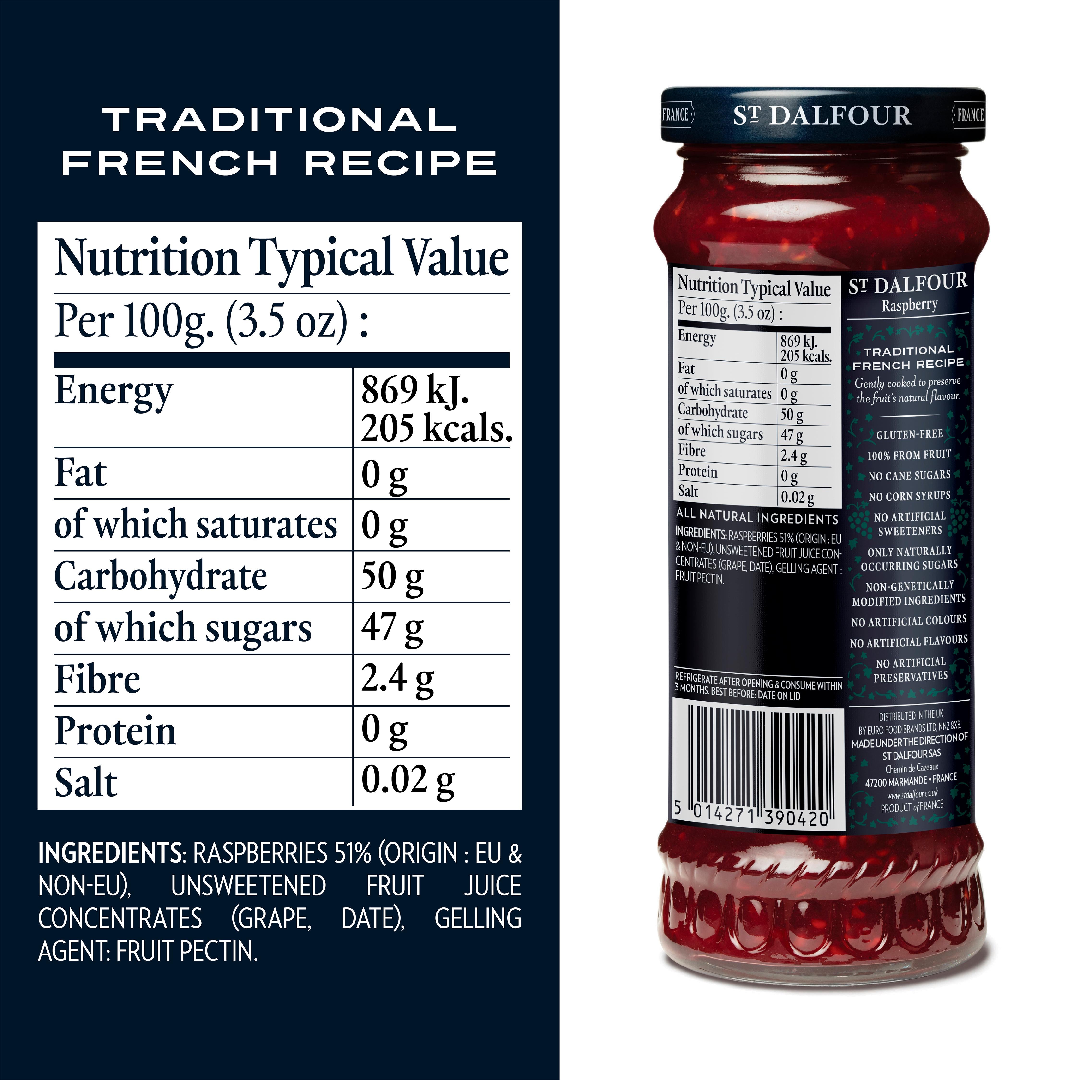 St Dalfour raspberry jam fruit spread 284g (British brand)