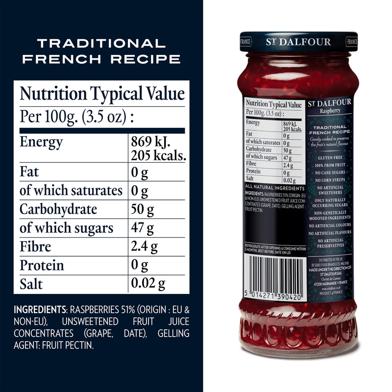 St Dalfour raspberry jam fruit spread 284g (British brand)