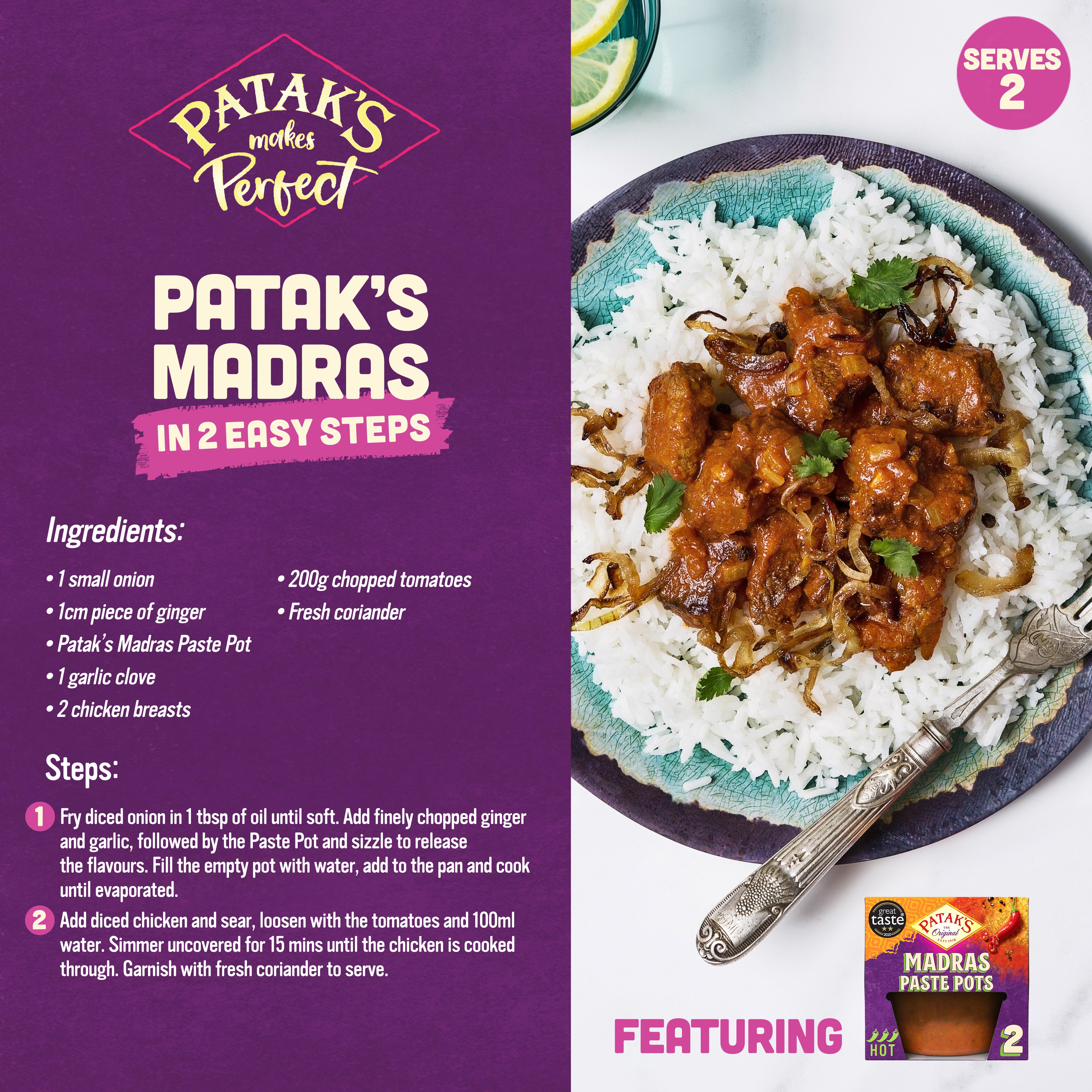Patak's Madras Curry Paste pots 2 x 70g, UK version