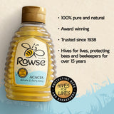 Rowse Acacia Honey Squeezy Bottle 250g, imported from the UK